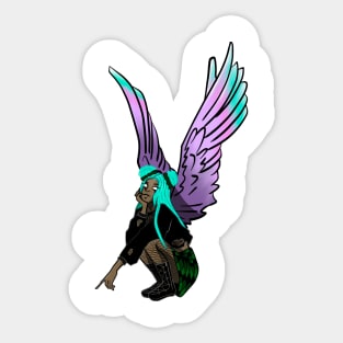 Blue haired angel Sticker